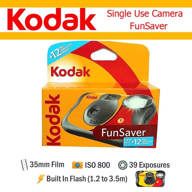 Kodak HD Power Flash Single Use Film Camera 27/39 Exposure Photos ( Daylight / HD Power Flash / Waterproof / FunSaver )